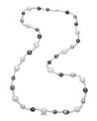 14k White Gold Tahitian & Freshwater Pearl Necklace,