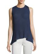 Solid Pleated Chiffon Top