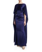 Satin Cape-back Gown