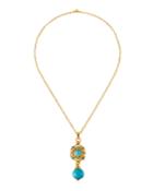 Large Bead Pendant Necklace, Turquoise