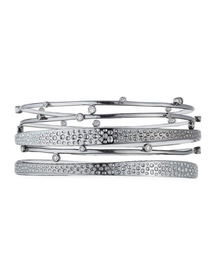 Tatum Stacking Bracelets, Gray Metallic,