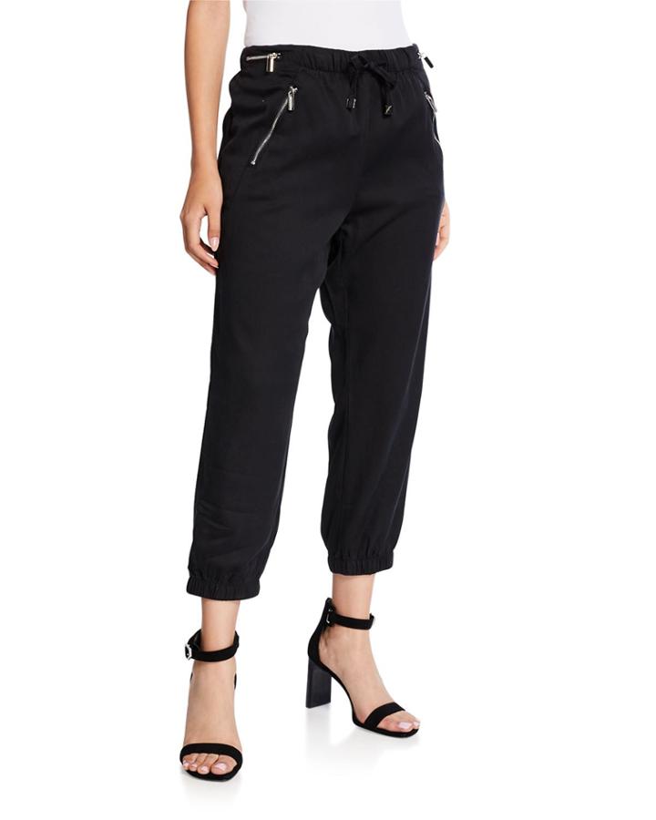 Cropped Jogger Pants W/ Zip Pockets