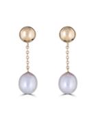 14k Pearl & Cable Chain Earrings