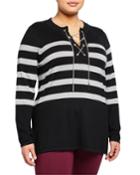 Shimmer-stripe Lace-up Tunic,