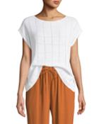 Petite Textured Organic Linen Cap-sleeve