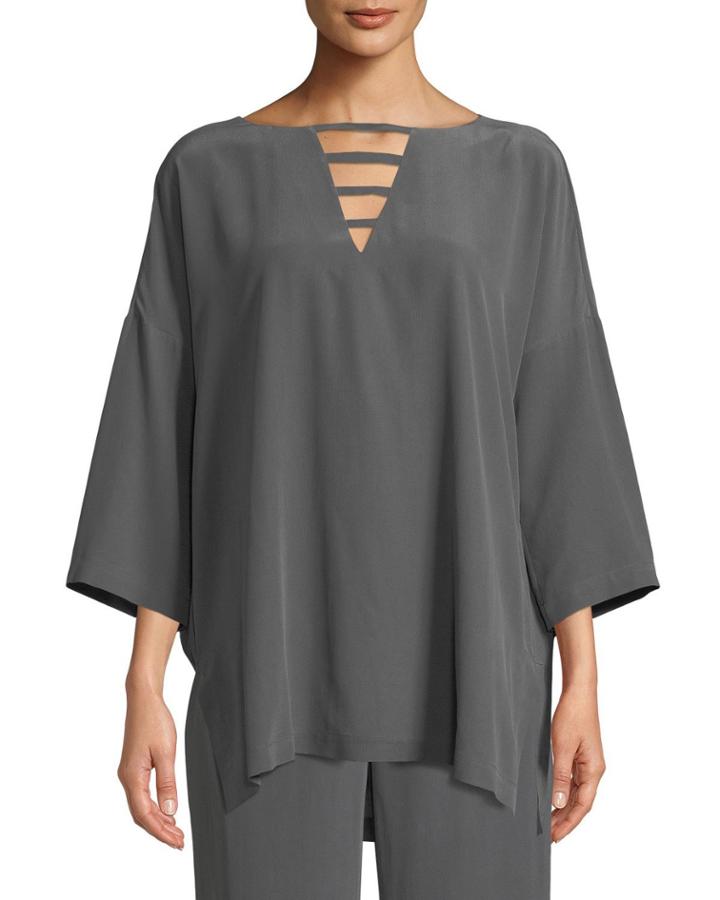 Silk Crepe Open-detail Top