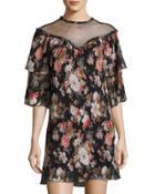 Rosewood High-neck Dress, Black Pattern
