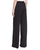 Largo Wool High-waist Wide-leg Pants, Black