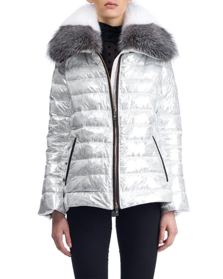 Apres-ski Down-fill Jacket With Fox Fur Collar