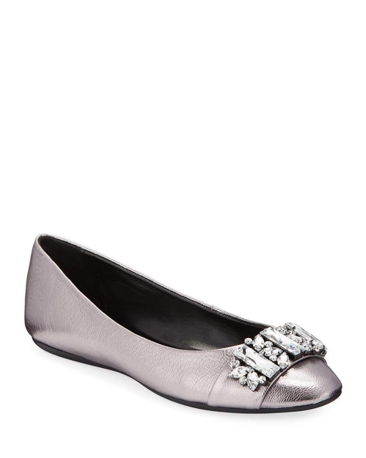 Viola Metallic Leather Ballerina Flats