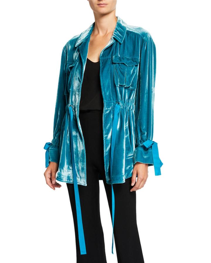 Mathieu Tie-front Velvet Utility Jacket