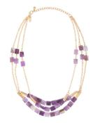 Triple-strand Amethyst Cube Necklace