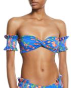 Adros Shirred Floral Bandeau Bikini Top