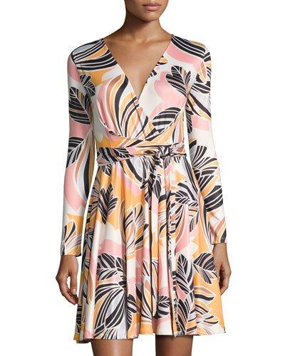 Double Cross Leaf-print Dress