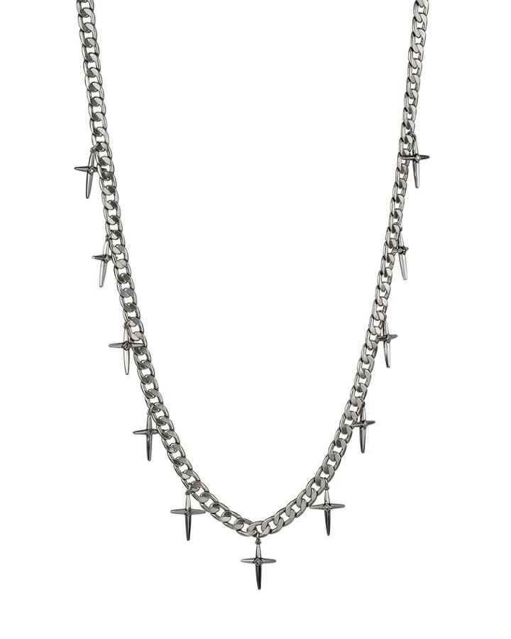 Long Spike-cross Fringe Necklace,