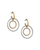Huggie Hoop Double Cable-drop Earrings, Rose/steel