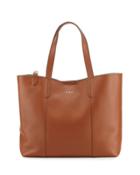 Elle Leather Tote Bag With Detachable Pouch, Cuoio