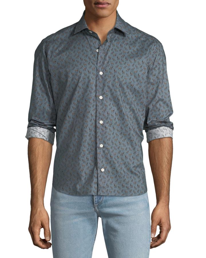 Men's Retro Deer Print
