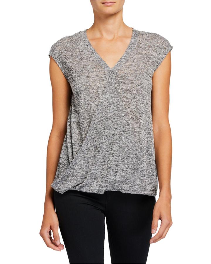 Draped High-low Hacci Top