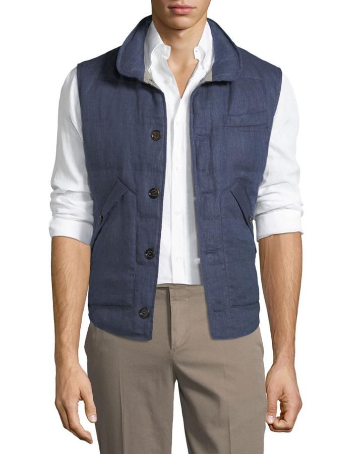 Men's Linen-chevron Vest