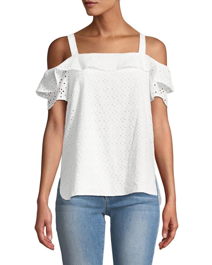 Jane Cold-shoulder Eyelet-lace Blouse