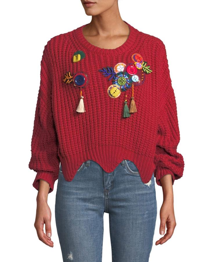 Embellished Chunky-knit