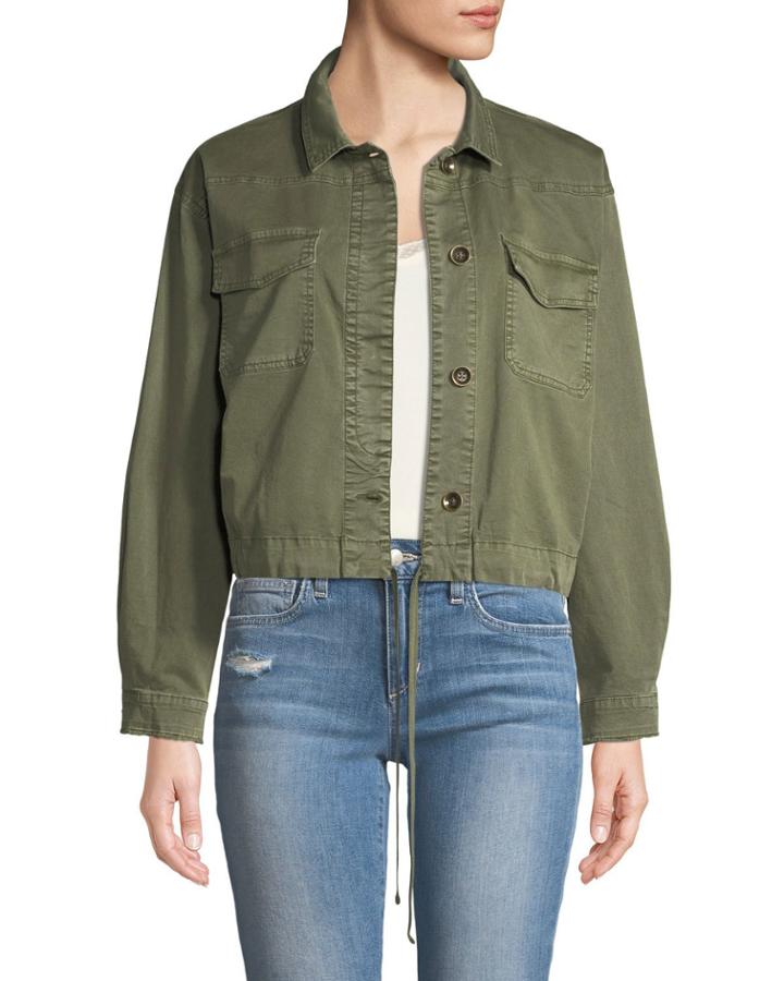 Button-down Military-style Cotton Jacket