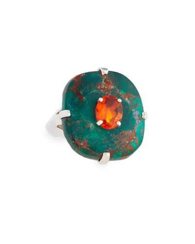 Turquoise & Mexican Fire Opal Ring