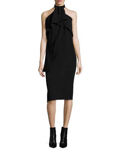 Sleeveless Drape-neck Halter Dress