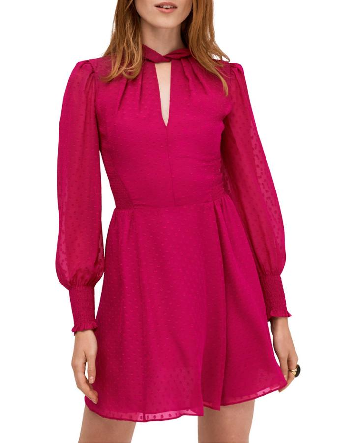 Clip Dot Smocked Bishop-sleeve