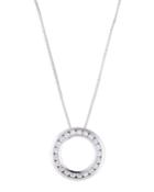 18k White Gold Diamond Circle Pendant Necklace