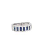 18k White Gold Diamond & Blue Sapphire Ring,