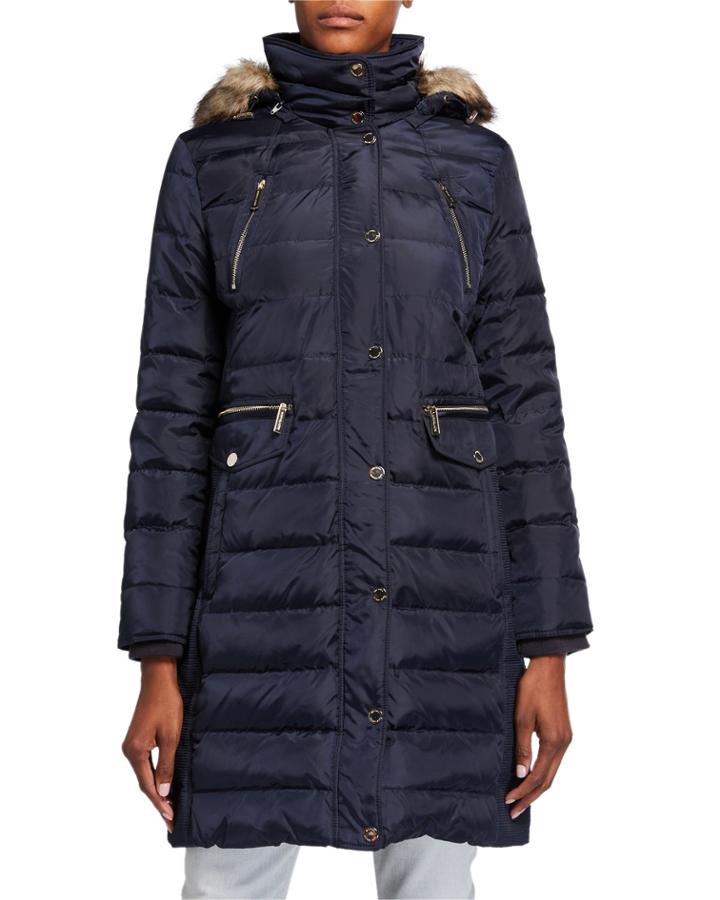 Faux-fur-trim Puffer Coat