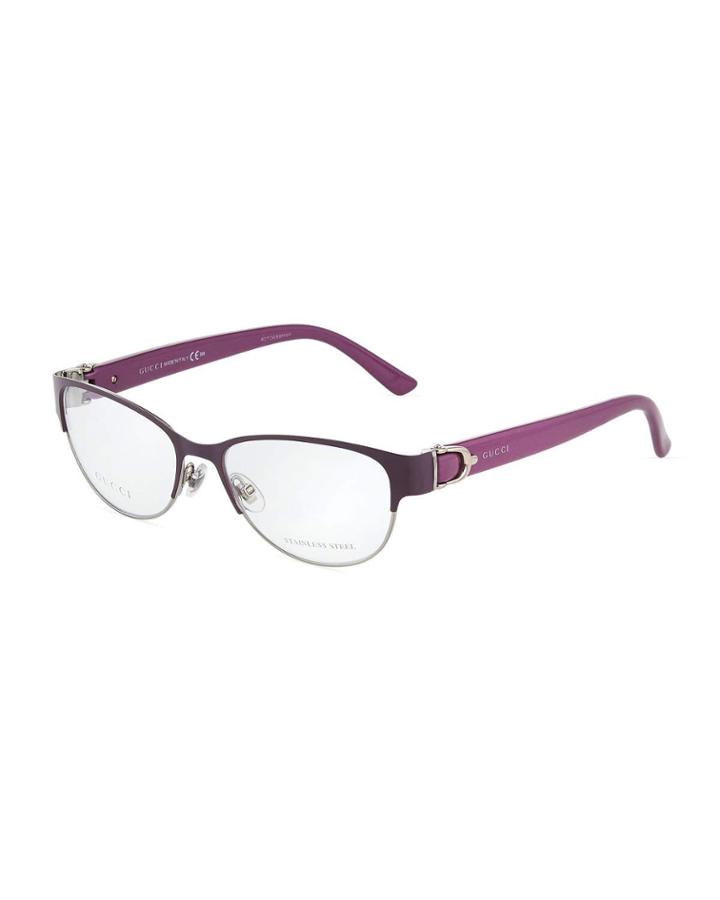 Half-rim Round Metal/acetate Optical Glasses