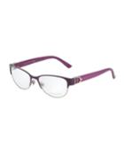 Half-rim Round Metal/acetate Optical Glasses