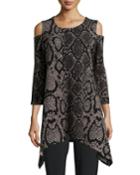 Rattle & Roll Cold-shoulder Animal-print Tunic