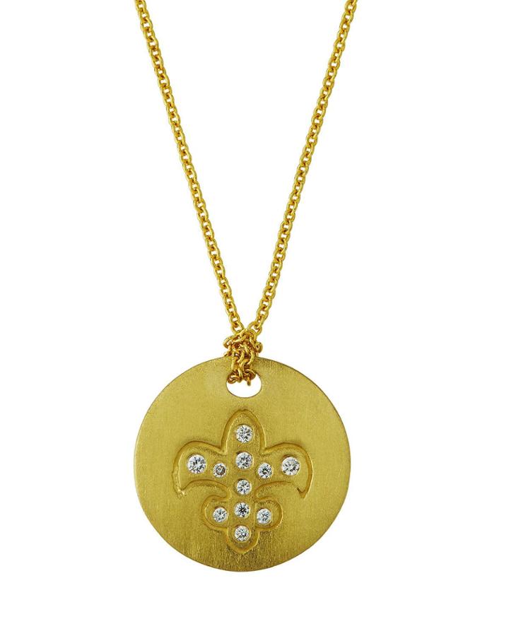 18k Diamond Fleur-de-lis Medallion Necklace