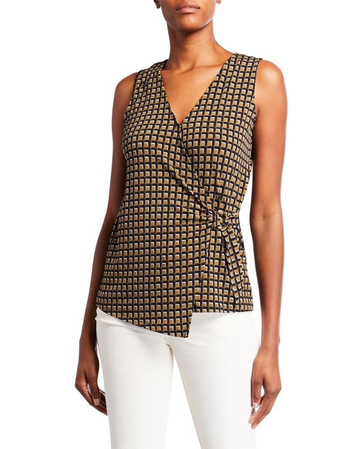 Printed O-ring Faux-wrap Top