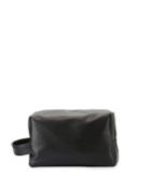 Saffiano Leather Dopp Travel Bag, Black