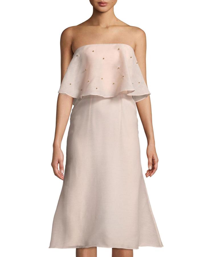 Off-the-shoulder Pearly Draped A-line Dress