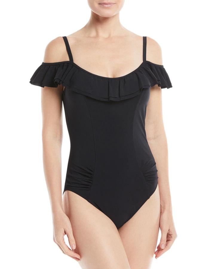 Off-the-shoulder One-piece Swimsuit,
