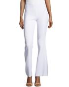 Side-zip Silk Flared Trousers, Optic White