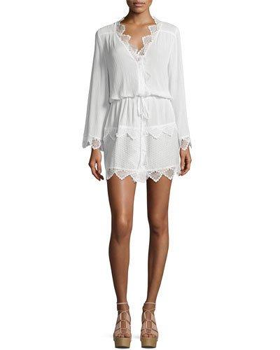Elsewhere Kimono Tiered Lace Kimono, White