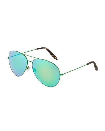 Classic Aviator Metal Sunglasses, Cactus