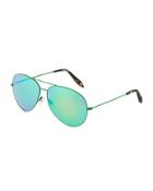 Classic Aviator Metal Sunglasses, Cactus