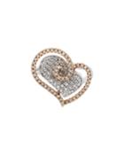 18k White & Rose Gold Asymmetric Heart Diamond Ring,