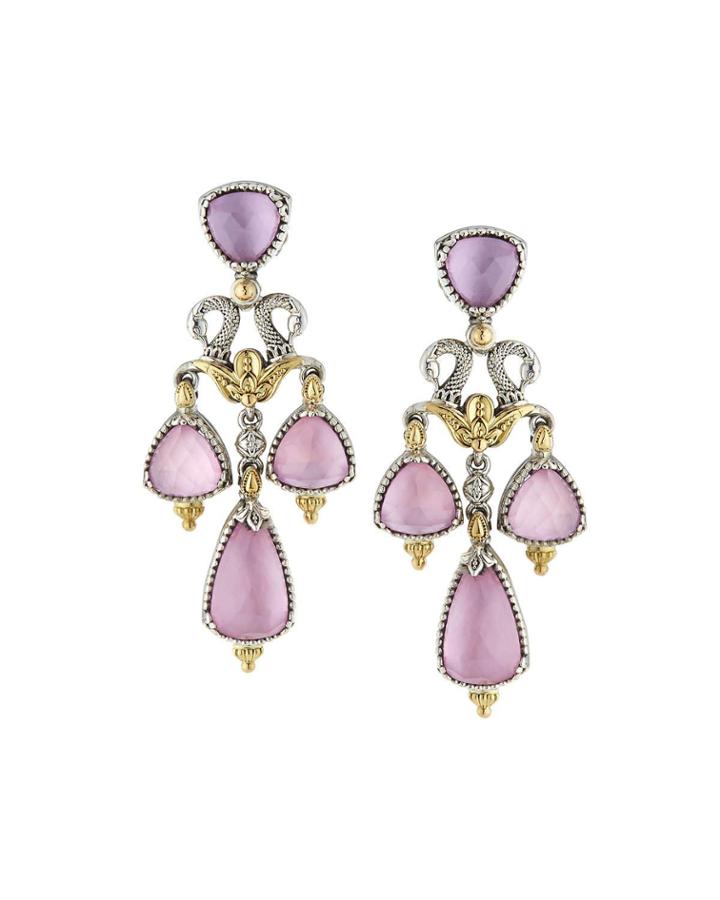 Sterling Silver Doublet Crystal Quartz Over Chandelier Earrings