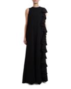 Cady Couture Side Ruffle Gown