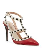 Rockstud Leather Caged Pumps