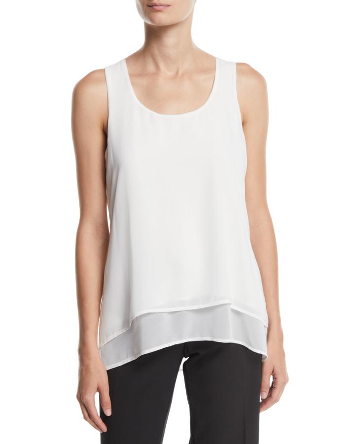 Scoop-neck Layered-hem Woven Tank